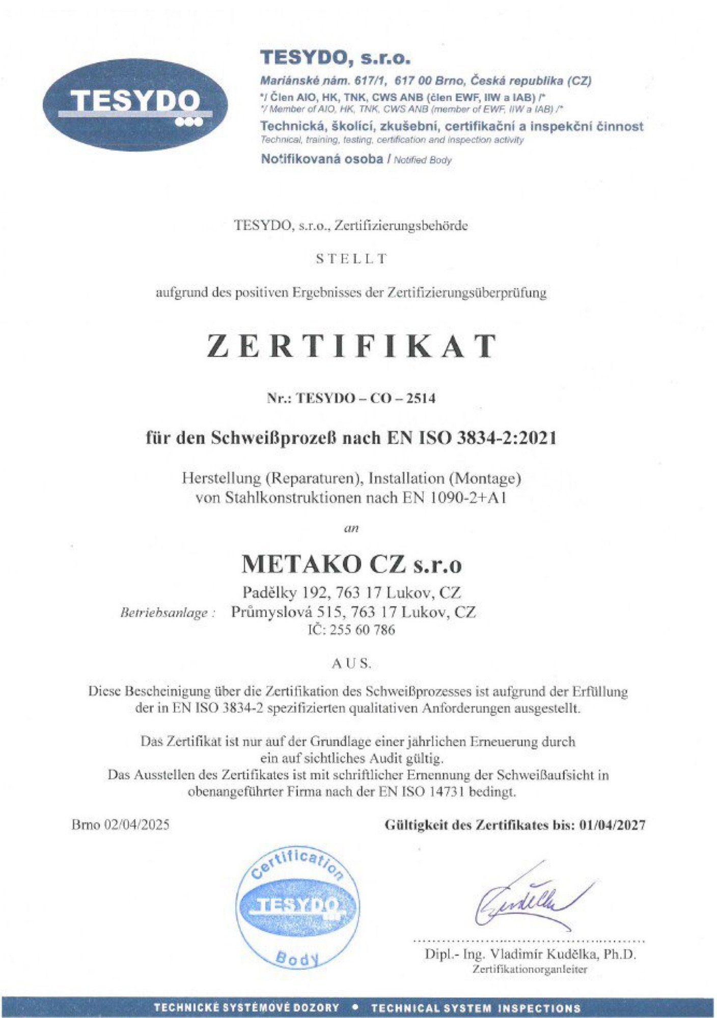 Schweißprozess (ISO 3834-2)