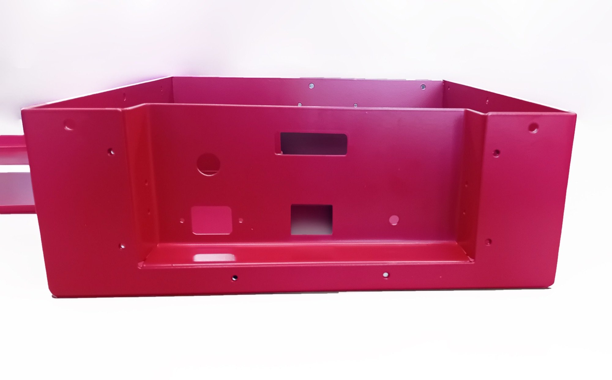 Red welded and painted box